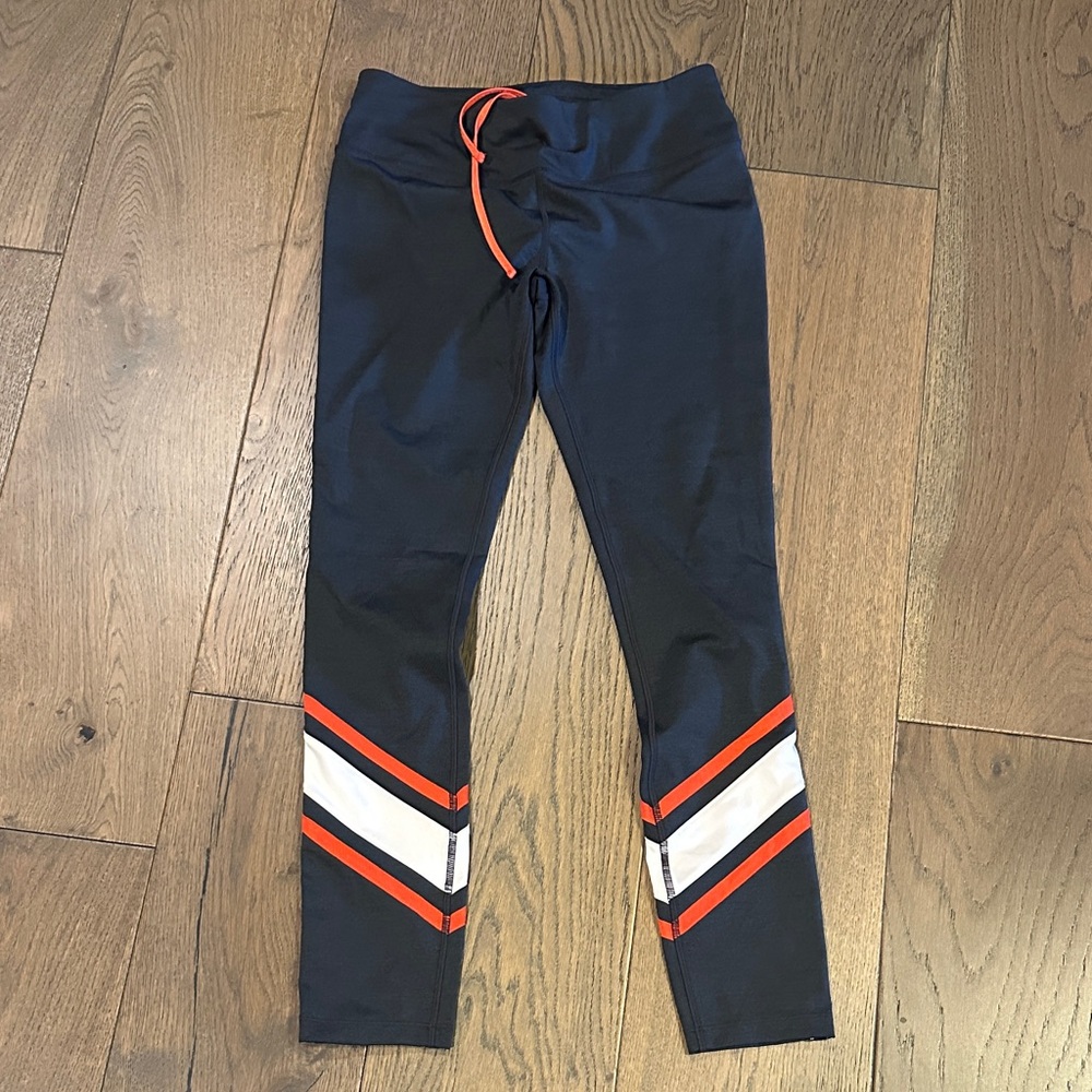 MPG Dark Blue Leggings with Red and White Stripes